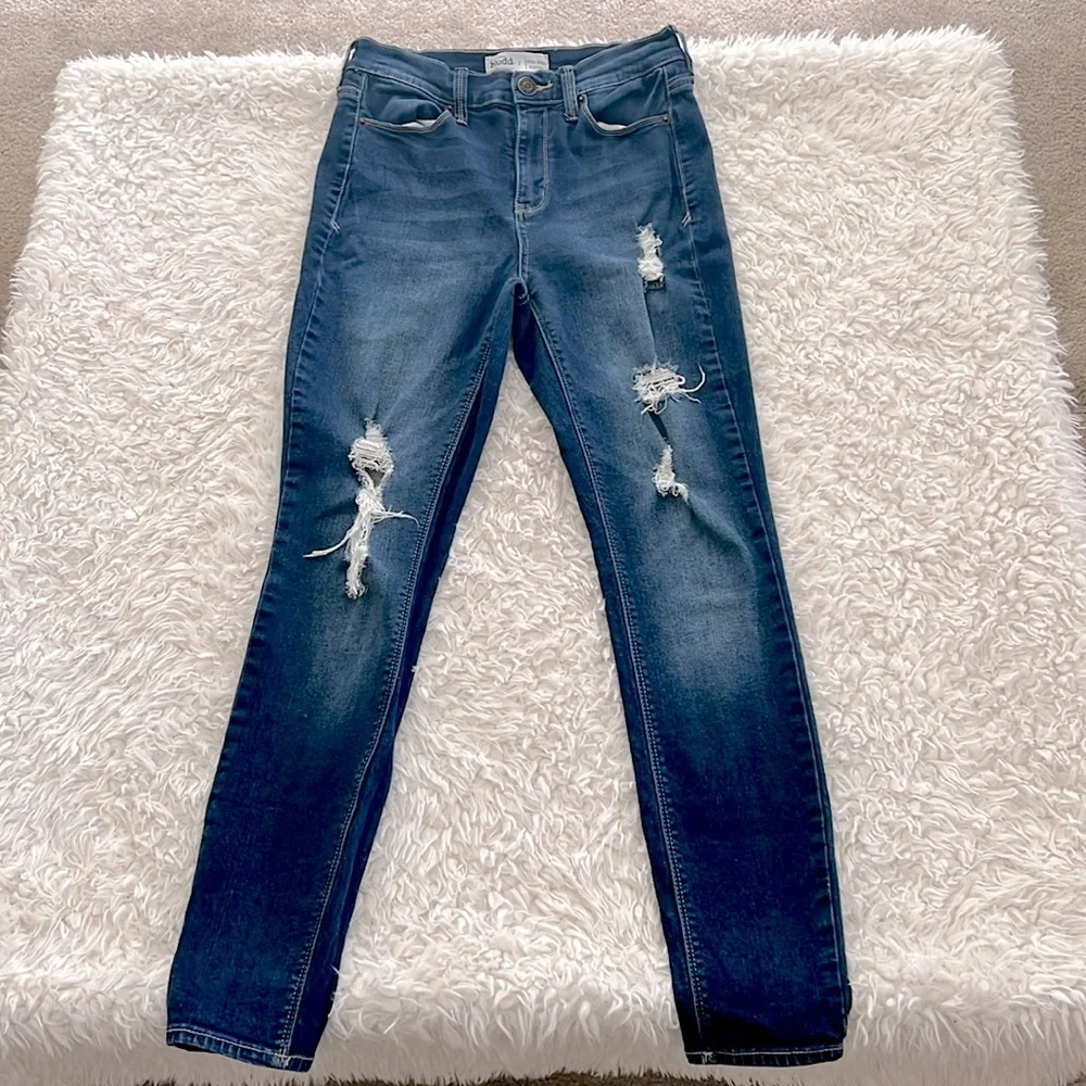 Mudd High Rise Jeggings Flex Stretch Denim Jeans Size 7 Skinny Distressed - Picture 6 of 12
